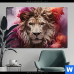 Bild Edelstahloptik Loewengesicht In Buntem Rauch Querformat Produktvorschau mit dem Bild Löwengesicht in buntem Rauch im Format Querformat.