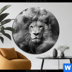 Bild Edelstahloptik Loewengesicht In Rauch Rund Produktvorschau mit dem Bild Löwengesicht in Rauch im Format Rund.