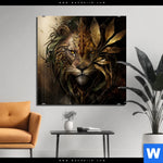 Bild Edelstahloptik Loewenkopf Mit Krone Quadrat Produktvorschau mit dem Bild Löwenkopf mit Krone im Format Quadrat.