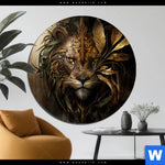 Bild Edelstahloptik Loewenkopf Mit Krone Rund Produktvorschau mit dem Bild Löwenkopf mit Krone im Format Rund.