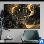 Bild Edelstahloptik Magischer Hirsch Im Sternenlicht Querformat Produktvorschau mit dem Bild Magischer Hirsch im Sternenlicht im Format Querformat.