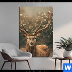 Bild Edelstahloptik Magischer Hirsch Im Waldrand Hochformat Produktvorschau mit dem Bild Magischer Hirsch im Waldrand im Format Hochformat.