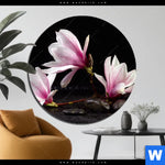 Bild Edelstahloptik Magnolien Zen Steine Rund Produktvorschau mit dem Bild Magnolien & Zen Steine im Format Rund.