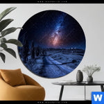 Bild Edelstahloptik Milchstrasse Ueber Einem Feldweg Rund Produktvorschau mit dem Bild Milchstraße über einem Feldweg im Format Rund.