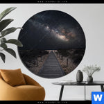 Bild Edelstahloptik Milchstrasse Ueber Einem Holzweg Rund Produktvorschau mit dem Bild Milchstraße über einem Holzweg im Format Rund.