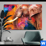 Bild Edelstahloptik Moderner Bunter Elefant Querformat Produktvorschau mit dem Bild Moderner Bunter Elefant im Format Querformat.