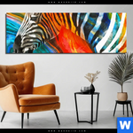 Bild Edelstahloptik Modernes Buntes Zebra Panorama Produktvorschau mit dem Bild Modernes Buntes Zebra im Format Panorama.