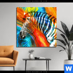 Bild Edelstahloptik Modernes Buntes Zebra Quadrat Produktvorschau mit dem Bild Modernes Buntes Zebra im Format Quadrat.