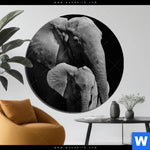 Bild Edelstahloptik Mutter Baby Elefant Rund Produktvorschau mit dem Bild Mutter & Baby Elefant im Format Rund.