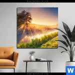 Bild Edelstahloptik Nebel Am Fluss Quadrat Produktvorschau mit dem Bild Nebel am Fluss im Format Quadrat.