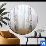 Bild Edelstahloptik Nebel Im Birkenwald Rund Produktvorschau mit dem Bild Nebel im Birkenwald im Format Rund.