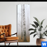 Bild Edelstahloptik Nebel Im Birkenwald Schmal Produktvorschau mit dem Bild Nebel im Birkenwald im Format Schmal.