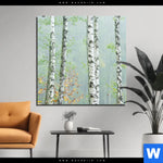 Bild Edelstahloptik Nebliger Birkenwald Quadrat Produktvorschau mit dem Bild Nebliger Birkenwald im Format Quadrat.