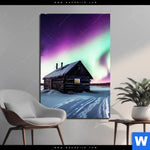 Bild Edelstahloptik Nordlichter Ueber Einem Holzhaus Hochformat Produktvorschau mit dem Bild Nordlichter über einem Holzhaus im Format Hochformat.
