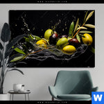 Bild Edelstahloptik Oliven Splash Querformat Produktvorschau mit dem Bild Oliven Splash im Format Querformat.