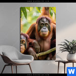 Bild Edelstahloptik Orang Utan Familie Im Regenwald Hochformat Produktvorschau mit dem Bild Orang Utan Familie im Regenwald im Format Hochformat.