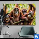 Bild Edelstahloptik Orang Utan Familie Im Regenwald Querformat Produktvorschau mit dem Bild Orang Utan Familie im Regenwald im Format Querformat.