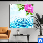 Bild Edelstahloptik Orchidee Wassertropfen Quadrat Produktvorschau mit dem Bild Orchidee & Wassertropfen im Format Quadrat.