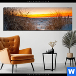Bild Edelstahloptik Ostseestrand Bei Sonnenuntergang Panorama Produktvorschau mit dem Bild Ostseestrand bei Sonnenuntergang im Format Panorama.