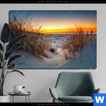 Bild Edelstahloptik Ostseestrand Bei Sonnenuntergang Querformat Produktvorschau mit dem Bild Ostseestrand bei Sonnenuntergang im Format Querformat.