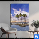 Bild Edelstahloptik Palmen Auf Insel Hochformat Produktvorschau mit dem Bild Palmen auf Insel im Format Hochformat.