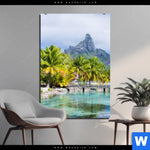 Bild Edelstahloptik Palmen Berg Auf Insel Hochformat Produktvorschau mit dem Bild Palmen & Berg auf Insel im Format Hochformat.