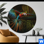 Bild Edelstahloptik Papagei Im Flug Rund Produktvorschau mit dem Bild Papagei im Flug im Format Rund.