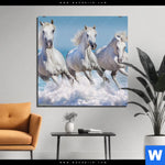 Bild Edelstahloptik Pferdeherde Am Strand Quadrat Produktvorschau mit dem Bild Pferdeherde am Strand im Format Quadrat.