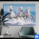 Bild Edelstahloptik Pferdeherde Am Strand Querformat Produktvorschau mit dem Bild Pferdeherde am Strand im Format Querformat.