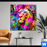 Bild Edelstahloptik Pop Art Loewe Quadrat Produktvorschau mit dem Bild Pop Art Löwe im Format Quadrat.