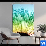 Bild Edelstahloptik Pusteblume Mit Tautropfen Hochformat Produktvorschau mit dem Bild Pusteblume mit Tautropfen im Format Hochformat.