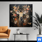 Bild Edelstahloptik Reh Blumen Quadrat Produktvorschau mit dem Bild Reh Blumen im Format Quadrat.