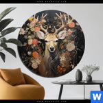 Bild Edelstahloptik Reh Blumen Rund Produktvorschau mit dem Bild Reh Blumen im Format Rund.