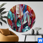 Bild Edelstahloptik Rote Und Smaragdgruene Blaetter Rund Produktvorschau mit dem Bild Rote und smaragdgrüne Blätter im Format Rund.