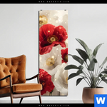 Bild Edelstahloptik Rote Und Weisse Mohnblumen Schmal Produktvorschau mit dem Bild Rote und weiße Mohnblumen im Format Schmal.