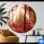Bild Edelstahloptik Roter Herbstwald Rund Produktvorschau mit dem Bild Roter Herbstwald im Format Rund.