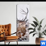 Bild Edelstahloptik Rothirsch Im Winter Schmal Produktvorschau mit dem Bild Rothirsch im Winter im Format Schmal.