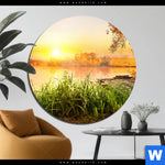 Bild Edelstahloptik Ruhiger Morgen Am See Rund Produktvorschau mit dem Bild Ruhiger Morgen am See im Format Rund.