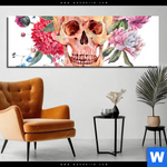 Bild Edelstahloptik Schaedel Im Boho Stil Panorama Produktvorschau mit dem Bild Schädel im Boho Stil im Format Panorama.