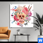 Bild Edelstahloptik Schaedel Im Boho Stil Quadrat Produktvorschau mit dem Bild Schädel im Boho Stil im Format Quadrat.