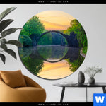 Bild Edelstahloptik See Mit Alter Bruecke Aus Stein Rund Produktvorschau mit dem Bild See mit alter Brücke aus Stein im Format Rund.