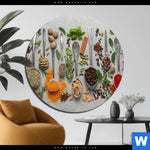 Bild Edelstahloptik Silberloeffel Mit Gewuerzen Rund Produktvorschau mit dem Bild Silberlöffel mit Gewürzen im Format Rund.