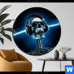 Bild Edelstahloptik Skelett Kopfhoerer Rund Produktvorschau mit dem Bild Skelett & Kopfhörer im Format Rund.