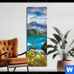 Bild Edelstahloptik Sommermorgen Am Bergsee Schmal Produktvorschau mit dem Bild Sommermorgen am Bergsee im Format Schmal.