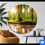 Bild Edelstahloptik Sonne Im Gruenen Wald Rund Produktvorschau mit dem Bild Sonne im grünen Wald im Format Rund.