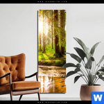 Bild Edelstahloptik Sonne Im Gruenen Wald Schmal Produktvorschau mit dem Bild Sonne im grünen Wald im Format Schmal.