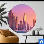 Bild Edelstahloptik Sonnenaufgang In Dubai Rund Produktvorschau mit dem Bild Sonnenaufgang in Dubai im Format Rund.