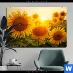Bild Edelstahloptik Sonnenblumen Im Abendlicht Querformat Produktvorschau mit dem Bild Sonnenblumen im Abendlicht im Format Querformat.