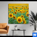 Bild Edelstahloptik Sonnenblumenfeld Quadrat Produktvorschau mit dem Bild Sonnenblumenfeld im Format Quadrat.