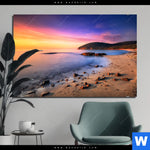 Bild Edelstahloptik Sonnenuntergang In Bucht Querformat Produktvorschau mit dem Bild Sonnenuntergang in Bucht im Format Querformat.